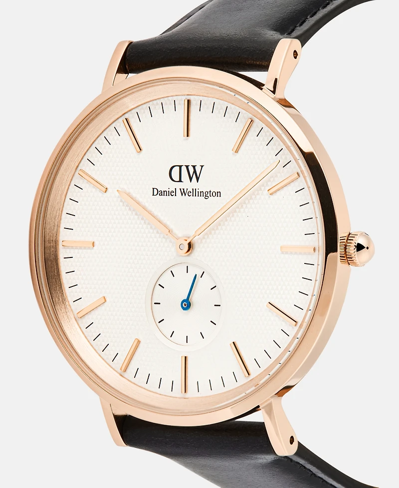 Daniel Wellington Men's Analog Black Leather Watch, 40mm