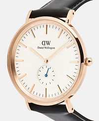 Daniel Wellington Men's Analog Black Leather Watch, 40mm