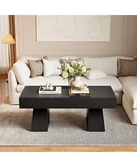 Tribesigns Farmhouse Coffee Table, 47 Inch Wooden Rectangular Center Table with Thick Base