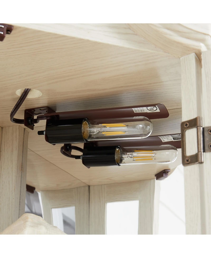 Streamdale Furniture Streamdale Lighted Corner Curio Cabinet with Glass Doors & Shelves - White