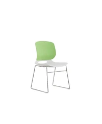 Streamdale Furniture Modern Stacking Chairs Set of 4 (White+Blue/Green) Polypropylene Seat, Fiberglass Back