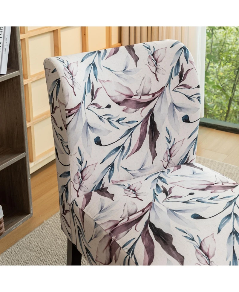 Streamdale Furniture Capa Print Fabric Armless Contemporary Chair, Purple Floral