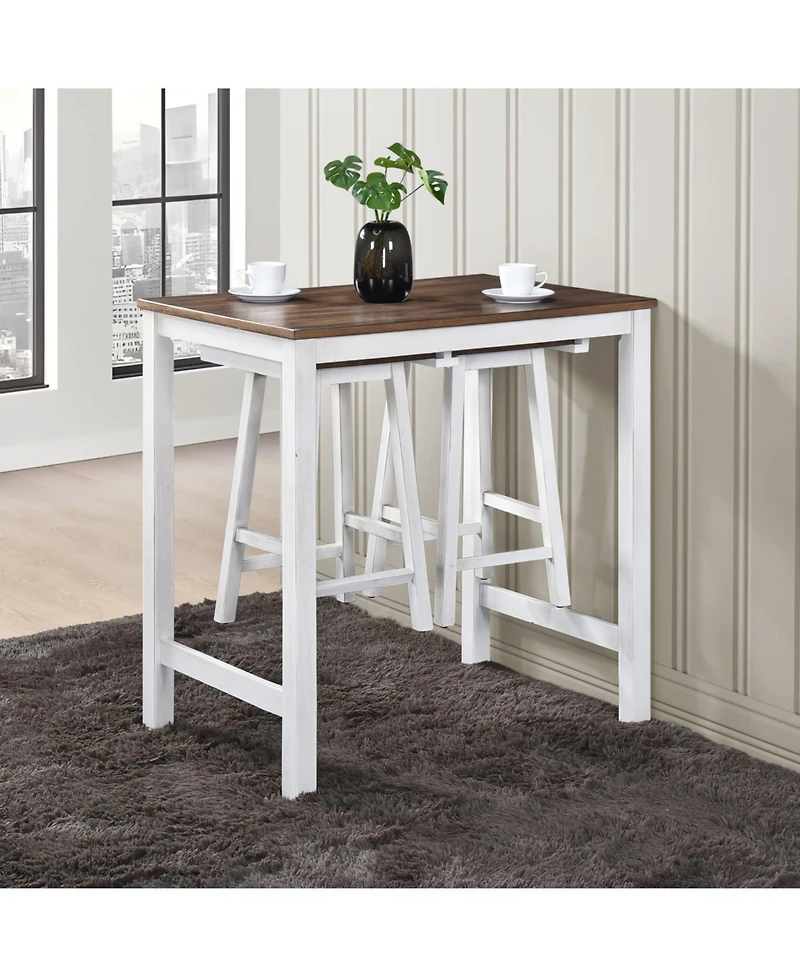 Streamdale Furniture Streamdale 3 Pieces Counter Set Hanging Stool Easy To Clean For Small Space
