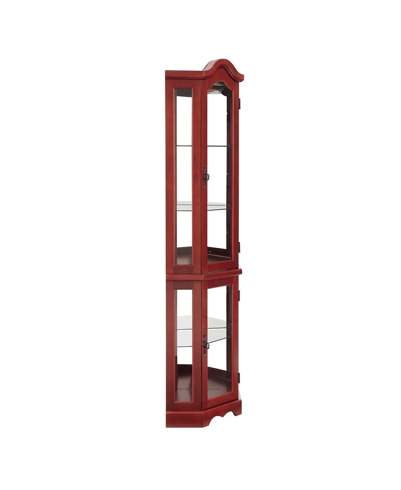 Streamdale Furniture Lighted Cherry Corner Curio Cabinet