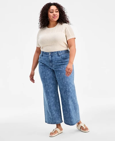Style & Co Plus 5-Pocket High-Rise Wide-Leg Jeans, Macy's Exclusive