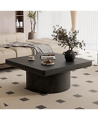 Streamdale Furniture Streamdale Modern Black Wood Veneer Coffee Table with Parquet Pattern