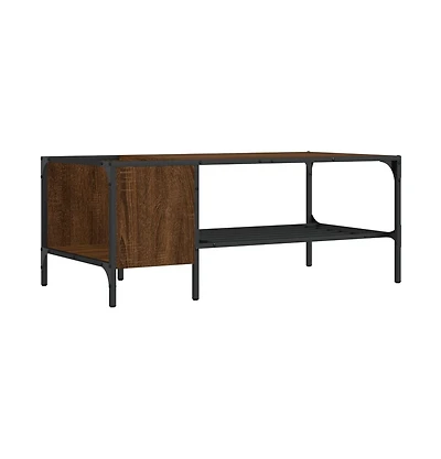 vidaXL Coffee Table Brown Oak and Black Engineered Wood and Metal Medium