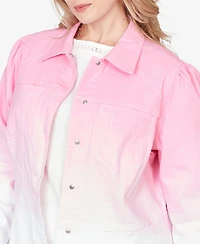 Ruby Rd. Plus Ombre Denim Peplum Collared Jacket
