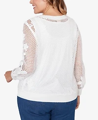 Ruby Rd. Plus Crochet Lined Pullover Sweater