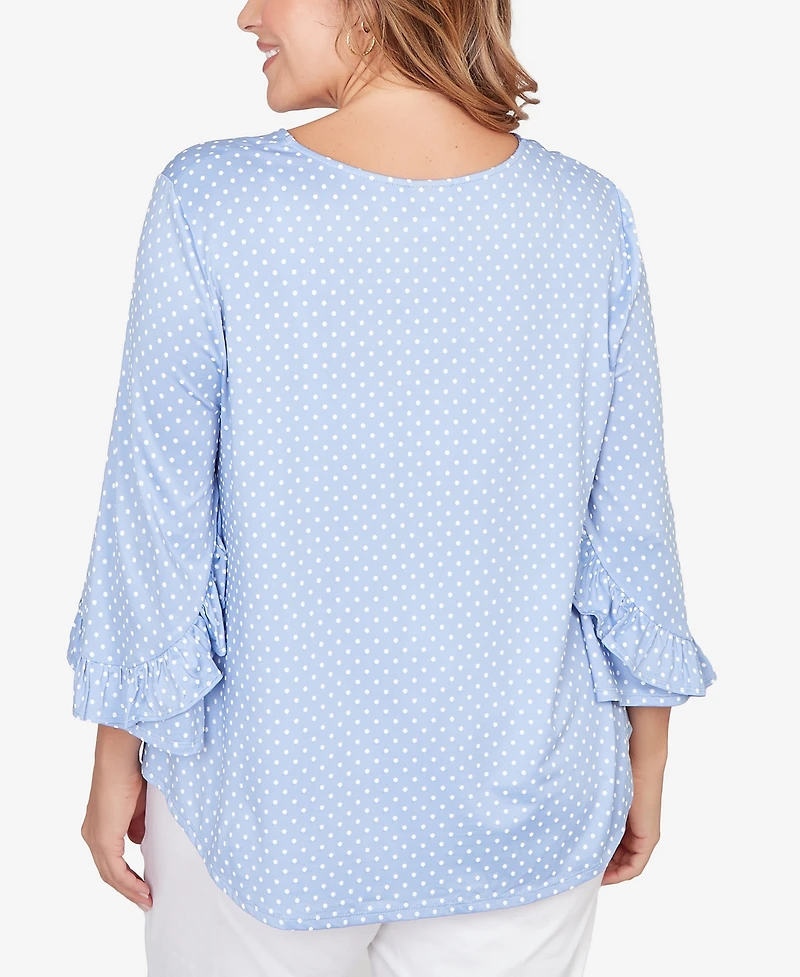 Ruby Rd. Plus V-Neck Polka Dot Puff Print Knit Top