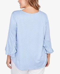 Ruby Rd. Plus V-Neck Polka Dot Puff Print Knit Top