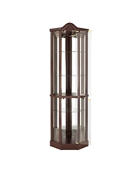 Streamdale Furniture Lighted Corner Curio Cabinet - Dark Cherry