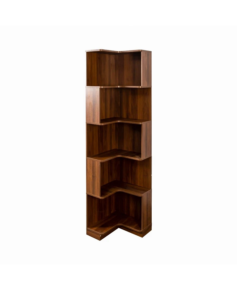 Streamdale Furniture Streamdale 5-Tier Corner Bookshelf with Led Lights