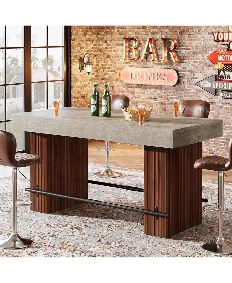 Tribesigns 62.2Inch Bar Table, Industrial Counter Height Pub Dining Table, Large Home Bar Unit