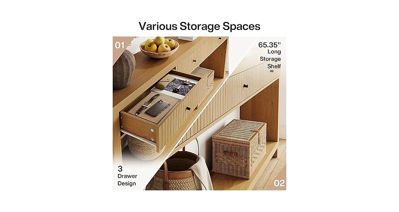 Tribesigns 70.9 inch Console Table with 3 Drawers, Extra Long Entryway Table