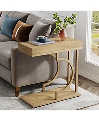 Tribesigns Narrow Side Table, C Shaped End Table for Living Room