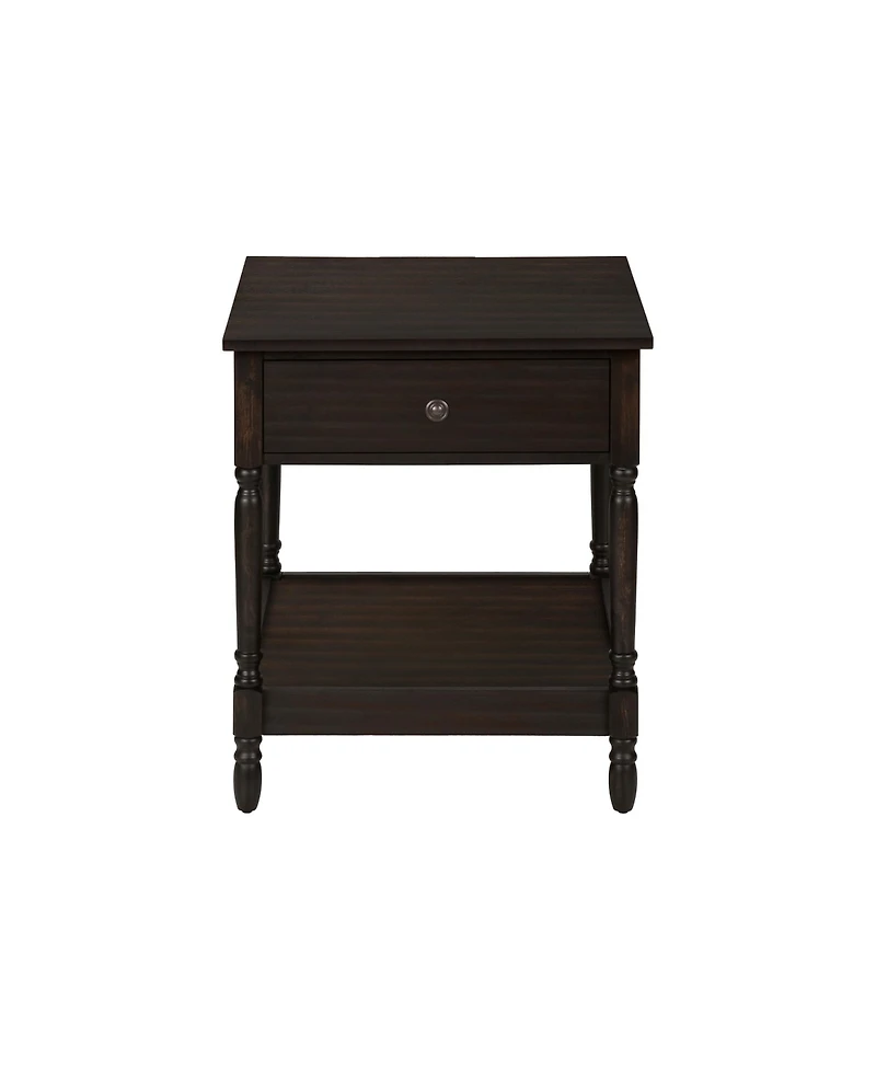 Lovmor Accent Table, 2 Tier, End, Side Table, Square, Nightstand, Bedroom, Lamp, Brown Veneer, Traditional