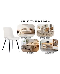 Streamdale Furniture White Faux Leather Dining Chair with Black Metal Legs