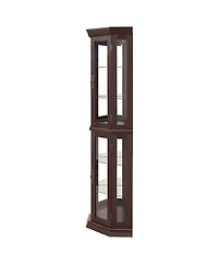Streamdale Furniture Streamdale Lighted Corner Curio Cabinet - Glass Display - Dark Cherry