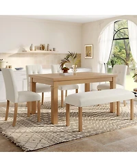 Streamdale Furniture Modern 6-Piece Dining Set: Table, 4 Chairs & Bench