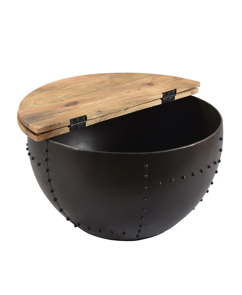 Streamdale Furniture Modern Industrial Hinged Wood Top Coffee Table