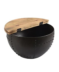 Streamdale Furniture Modern Industrial Hinged Wood Top Coffee Table