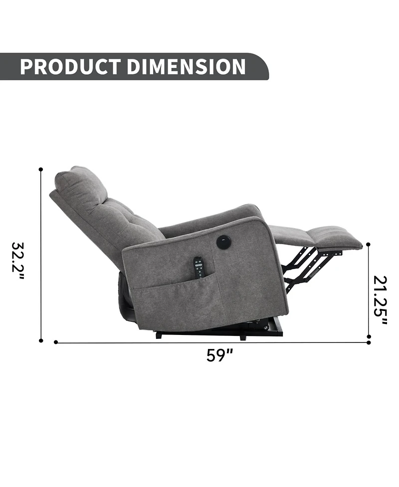 Streamdale Furniture Chenille Power Lift Recliner Chair with Massage & Heat