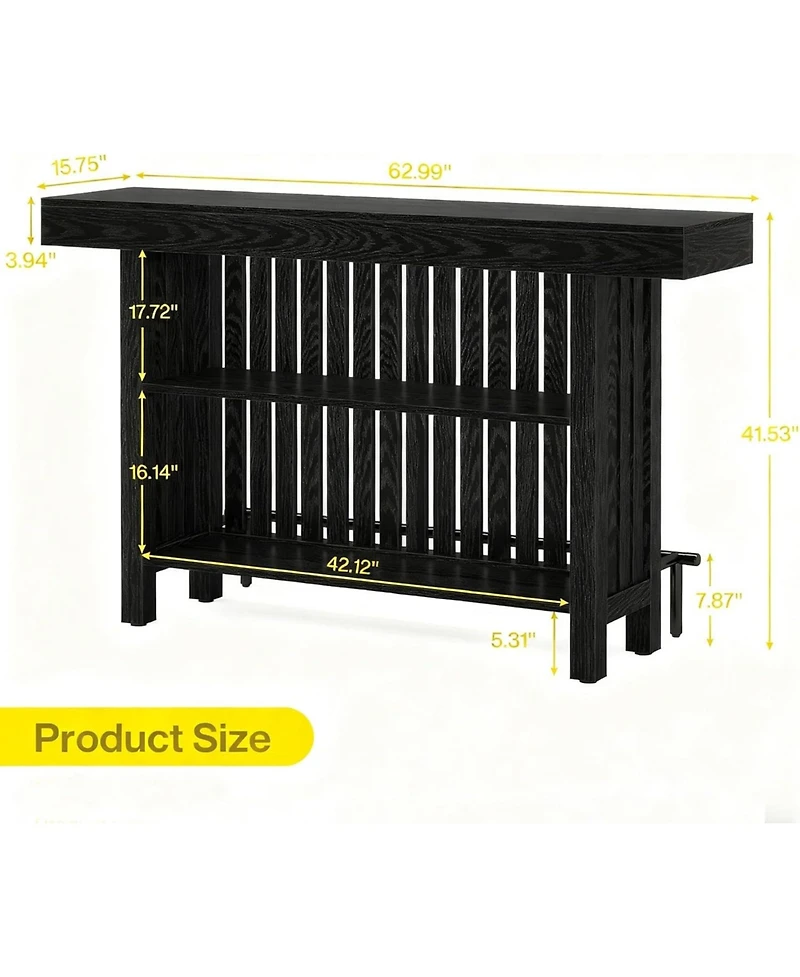 Tribesigns 63-Inch Large Home Bar Unit, Modern 2-Tier Table with Footrest, Corner Mini Coffee Cabinet for Kitchen Pub, Dining Room, Livin