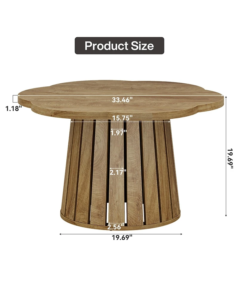 Tribesigns 33.5" Round Coffee Table, Farmhouse Circle Center Table with Floral Tabletop & Wood Base