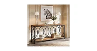 Tribesigns 70.9-Inch Extra Long Console Table, 2-Tier Industrial Table Behind Couch with Storage Shelf, Narrow Entryway