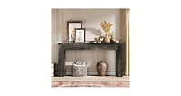 Tribesigns 59-Inch Long Wooden Console Sofa Table Behind The Couch with Vertical Slat Legs for Entrance