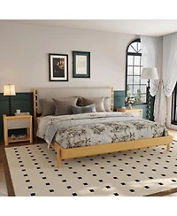 Streamdale Furniture Modern King Bed Frame Set with 2 Wood Nightstands