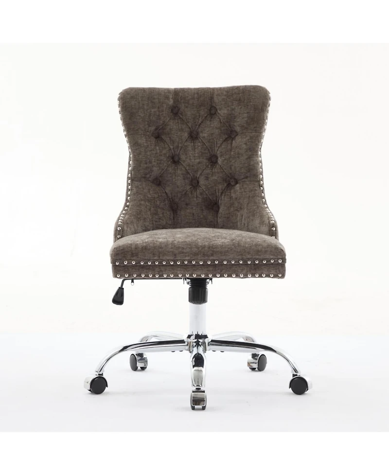 Streamdale Furniture Streamdale Modern Chenille Tufted Office Chair with Chrome Base (Gray