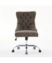 Streamdale Furniture Streamdale Modern Chenille Tufted Office Chair with Chrome Base (Gray