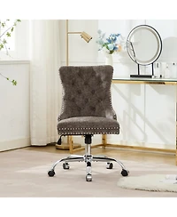 Streamdale Furniture Streamdale Modern Chenille Tufted Office Chair with Chrome Base (Gray