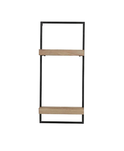 Streamdale Furniture 12x6x27" Iron and Wood Wall Shelf With Two Shelves