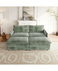 Streamdale Furniture Corduroy 2-Seater Sofa with Footrests & Cushions