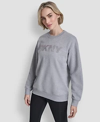 Dkny Sport Women's Nolita Rhinestone Logo Crewneck Sweatshirt