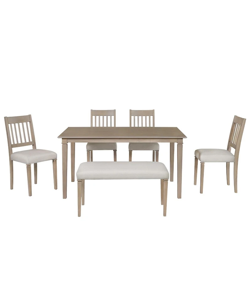 Streamdale Furniture Retro 6-Piece Dining Set: Table, 4 Chairs & Bench