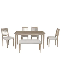 Streamdale Furniture Retro 6-Piece Dining Set: Table, 4 Chairs & Bench