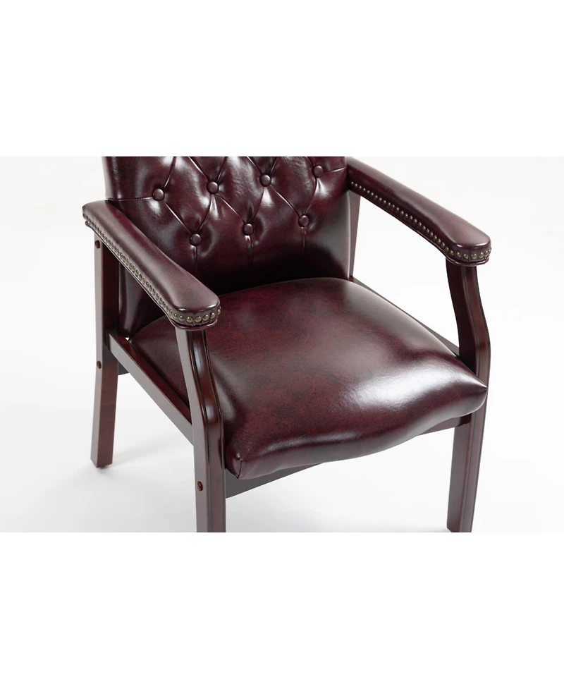 Streamdale Leather Reception Guest Chair Burgundy