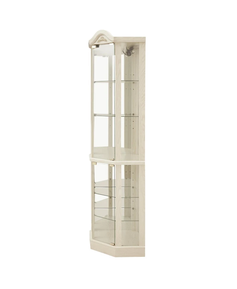 Streamdale Lighted Corner Curio Cabinet - Adjustable Shelves - White