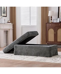 Streamdale Furniture Streamdale 46" Wide Modern Chenille Ottoman with Black Metal Legs,