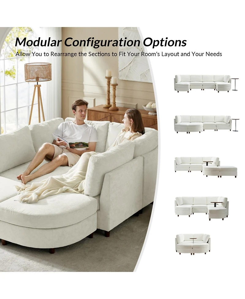 Hulala Home Dayman 6-Piece Modern Storage Convertible Sectional Sofa with End Table
