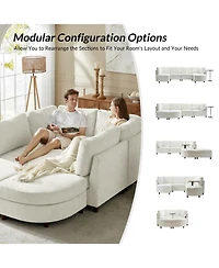 Hulala Home Dayman 6-Piece Modern Storage Convertible Sectional Sofa with End Table