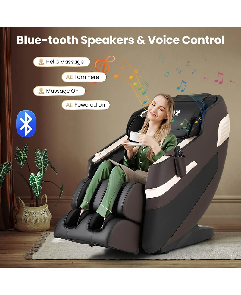 Costway Full Body Massage Chair with Airbags Waist Heater Foot Rollers Voice Control