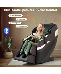 Costway Full Body Massage Chair with Airbags Waist Heater Foot Rollers Voice Control