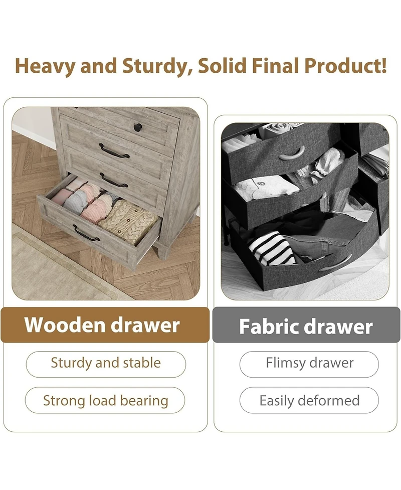 gaomon 4 Dresser for Bedroom, 34.8 in Tall Vertical Drawer Dresser