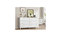 gaomon White 54 Inch Wide Wooden Chest of Dresser with 6 Drawers and Large Clothes Storage Space For Nursery Living Room Hallway and Bedroom