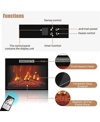 67" Fireplace Tv Stand with 23" Electric Fireplace & Remote, Storage Cabinets, Entertainment Center, Brown
